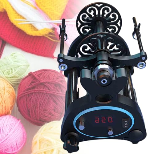 vnmudzeo Electric Spinning Wheel Machine 4 oz/8 oz Capacity,Double Spool Adjustable Speed Digital Display Precise Yarn Winding Assistant,for Wool Fibre Twisting,Black