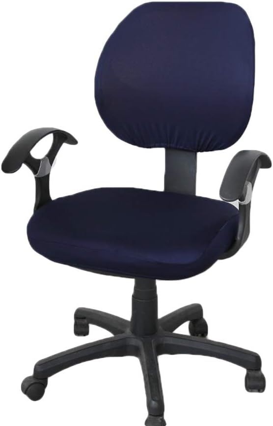 TOPINCN Office Computer Chair Covers, Split Stretchable Seat Cover Universal Split Rotating Swivel Chair Slipcover Protector 2 Piece, Office Chair Backrest Cover Rotating Chair Seat Cover (Navy)