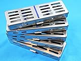 Set of 5 Each German Stainless Steel Dental Autoclave Sterilization Cassette Rack Box Tray for 5 Instruments