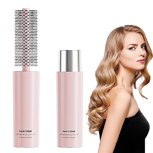 Travel Round Hair Brush for Blow Drying Mini Curly Hair Styling Brush for Thick & Thin Hair Curling Straightening Wet & Dry - Travel Size for Women(COLOR:pink)
