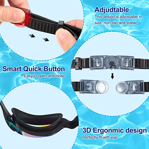 6 Pack Swim Goggles Antifog Swimming Equipment With Protection Polarized Women Men Swimming Goggles No Leaking Full Protection Sport Swimming Goggles With Wide View For Adult Youth (Vivid Color) #TOP3