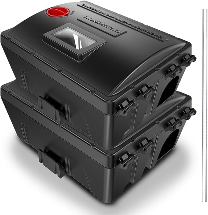 Roshield – Profi Köderbox für sichere Ratten & Mäuse Bekämpfung, Manipulationsgeschützt und abschließbar, Geeignet für Innen- und Außenbereich