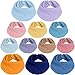 selizo 12 Stück Lätzchen Baby Dreieckstuch Baby Weiche & Absorbierende Musselin Halstuch Baby Sabberlätzchen mit Verstellbares Druckknopf Lätzchen ,Halstücher Baby für Unisex Junge Mädchen