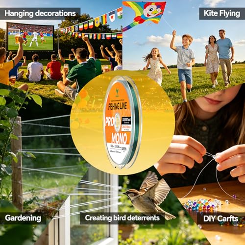 Image of Monofilament Fishing Line with Knot Guide Card, Tangle-Free Snap Ring for No More Mess, Low Memory Smooth Casting Nylon Mono String, 15 /20 /30 /50 /80LB, 220-1050 Yards