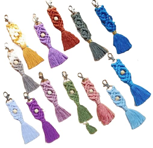 Porte-clés macramé multicolore grand format aux nœuds artisanaux