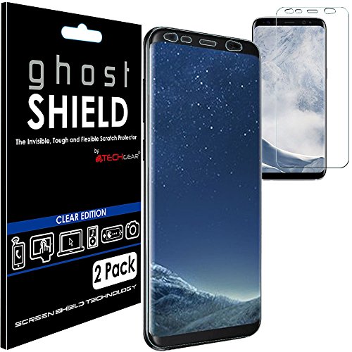 TECHGEAR [2 Pack] Screen Protectors to fit Samsung Galaxy S8 S9 [ghostSHIELD Edition] Genuine Reinforced Flexible TPU Screen Protector Guard Covers with Full Screen Coverage inc Curved Screen
