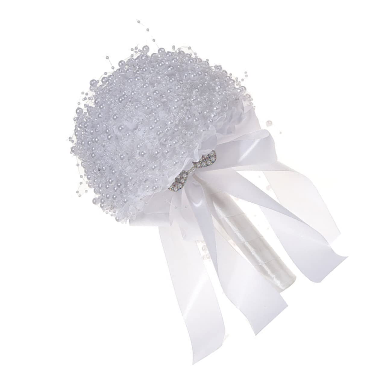 PRETYZOOM Bouquet Sposa in Perle Artificiali Bianco per Matrimonio Elegante