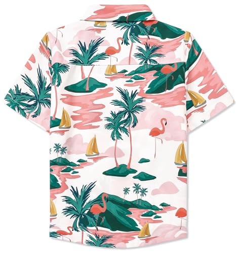 Image of SANGTREE Girls & Women's Hawaiian Shirts Button Down Short Sleeve Floral Tropical Shirt Beach Vacation Blouse Tops