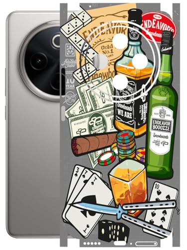 Image of AtOdds - Full Body Back Screen Guard Protector Film - Lamination Wrap Skin Sticker Compatible with VIVO T4 (5G) | Scratchproof Matte Finish (Wine Graffiti)