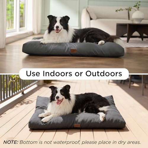 BEDSURE wasserdichte Hundebett Grosse Hunde waschbar - 119x74cm Hundematratze rutschfest, Outdoor Hundematte abnehmbare Außenabdeckung, weiche Hundekissen Grosse Hunde für Haustiere, Grau