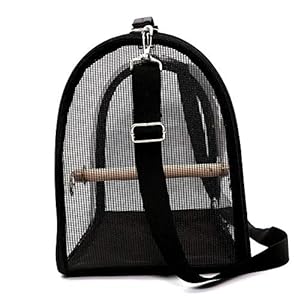 Reuvv Lichtgewicht Vogeldrager Kooi Transparant Helder PVC Ademend Papegaaien Reistas huisdier (zwart)