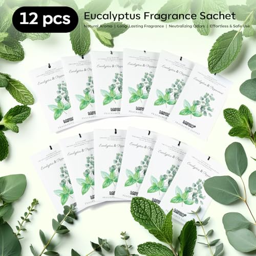 Image of MYARO 12 Packs Eucalyptus Mint Scented Sachets for Drawer and Closet, Long-Lasting Closet Sachet Bags Drawer Deodorizers Fresh Scents, Home Fragrance Air Freshener