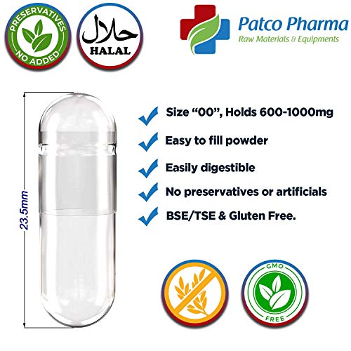 Image of Patco Pharma - Size 00 Golden /Golden Empty Gelatin Pill Capsule - Gluten Free /Halal Certified | DIY Powder Filling (Pack of 1000)