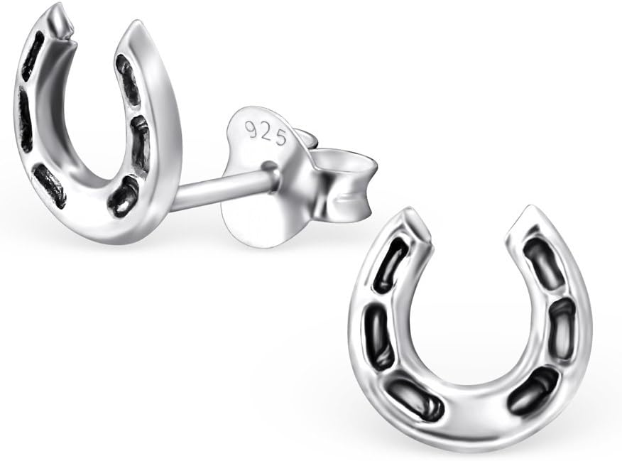 925 Sterling Silver Small Horseshoe Stud Earrings 27470