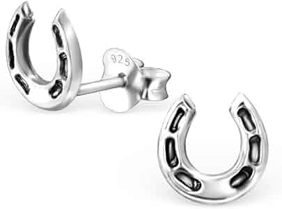 Amazon.com: 925 Sterling Silver Small Horseshoe Stud
