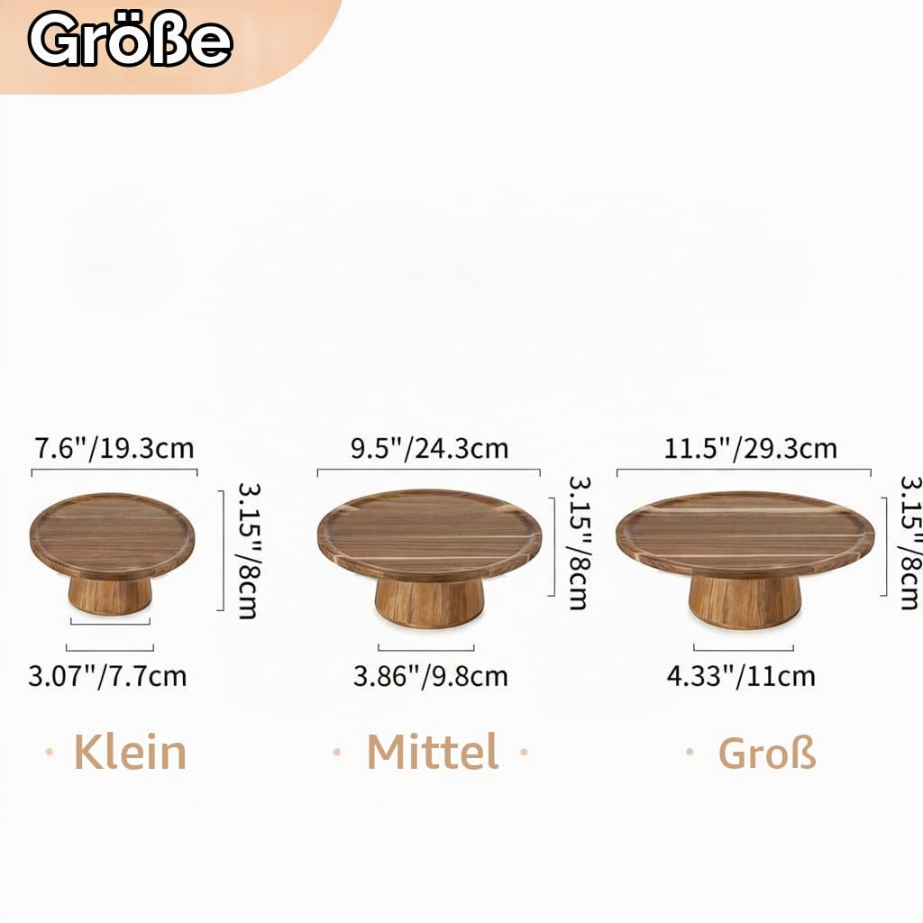 NUPTIO Tortenständer Cupcake Ständer Hochzeit: 3er Set Hochzeitstortenständer Tortendeko Rund Deko Hochzeitstorte für Torten Lebensmittel Holz Party Geschenk Multifunktionale