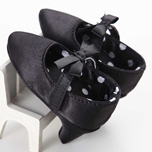 Newborn Baby Girls Shoes Bowknot Soft Sole Crib Shoes (0-6 M, Black)4