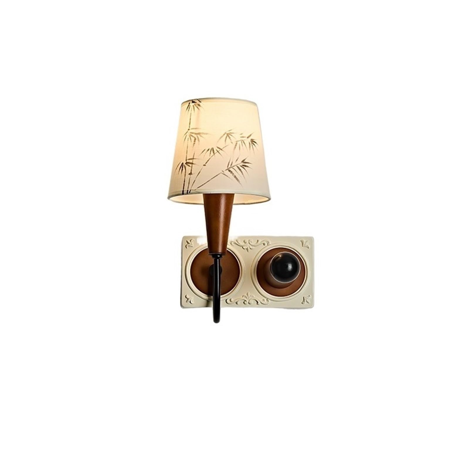 Yinj9562fg Living Room Corridor Living Room with Hook Wall Lamp Fabric Lampshade Retro Decorative Decor(White)