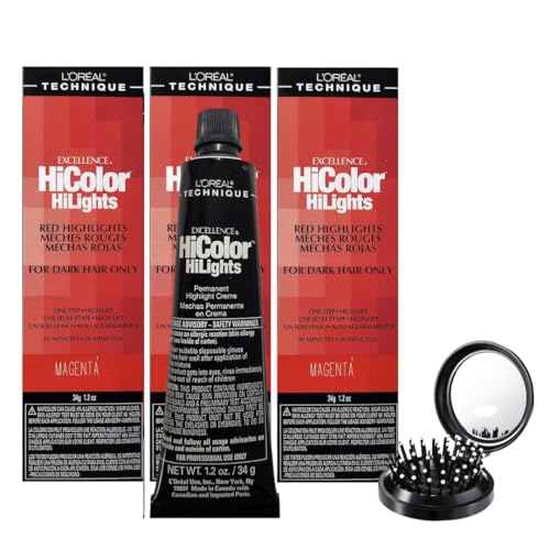 Hair Care Set: Contains LOréel Hair Dye Highlight Cream (Pack of 3) with LUXPAKS Hairbrush