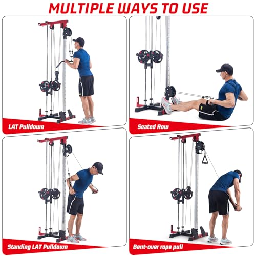 Wall Mount Cable Machine,LAT Power Cable Machine, LAT Pull Down and LAT Row LAT Tower,Cable Crossover Machine with 20 Positions,LAT Pulldown Machines for Home Gym Total Body Training