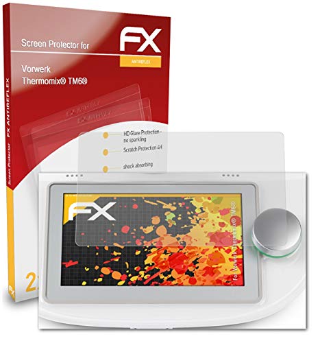 atFoliX Protector Película Apto para Vorwerk Thermomix® TM6®, Lámina Protectora de Pantalla Revestimiento antirreflejos HD FX Protección de Pantalla (2X)