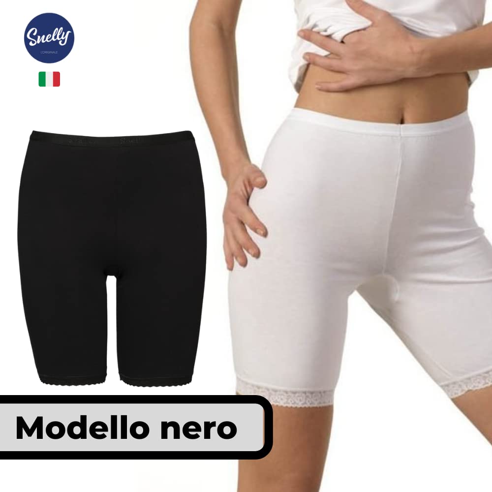 SNELLY Mutande Donna a Mezza Gamba Lunghe a Vita Alta Pacco da 6-9-12 Slip Basic Long Cotone Elasticizzato Antibatterico con balzina E263 Intimo di Marca Comodo Contro sfregamenti Interno Coscia