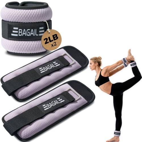 BAGAIL Ankle Wrist Weights for Women & Men, 2lb Each (4lb Pair), Lilac