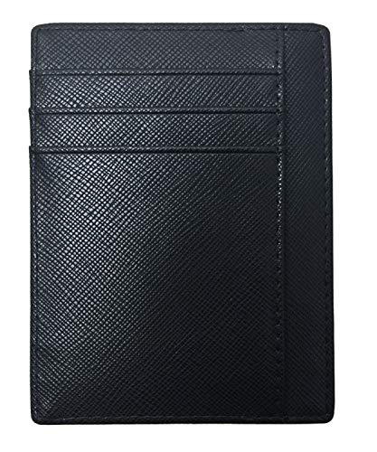 Aonal Mens Slim RFID Blocking Front Pocket Card Wallet Crosshatch Black