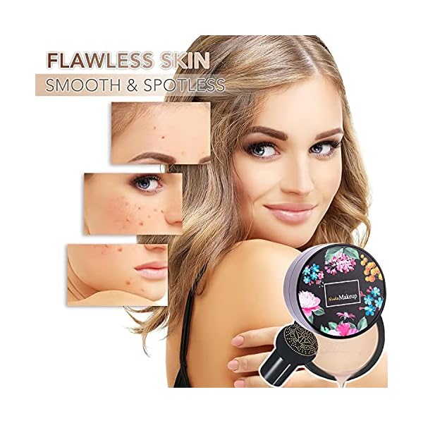 Air Cushion CC Cream BB Cream, Mushroom Head Foundation, Moisturizing Concealer, Bright Makeup Base Long Lasting with Mushroom Makeup Sponge (Tradition)