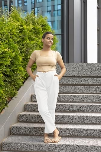 Image of Women's Cotton Regular Fit Trousers - Comfortable and Stylish Casual Office Wear Kurti Pants for Daily Use, Soft and Breathable Fabric