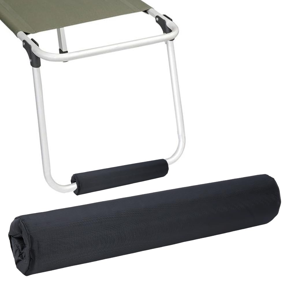 GORGECRAFT 2Pcs Outdoor Chair Footrest Cushion Black Nylon Sponge Universal No Gravity Loungers Recliners Patio Lawn Folding Camping Chairs Padding Cushion for Foot Rest Accessory