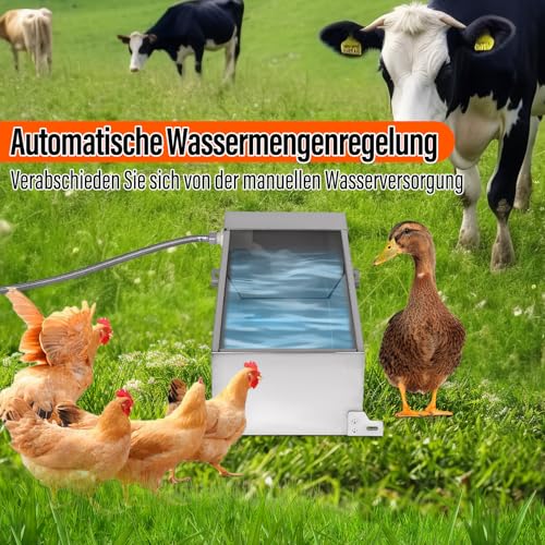Svauoumu Tränkebecken mit 1/2 Zoll Schwimmerventil, Automatisches Ziegentränkebecken aus Edelstahl für Rinder, Pferde, Schafe, Hunde und Geflügel Tränken Viehbedarf