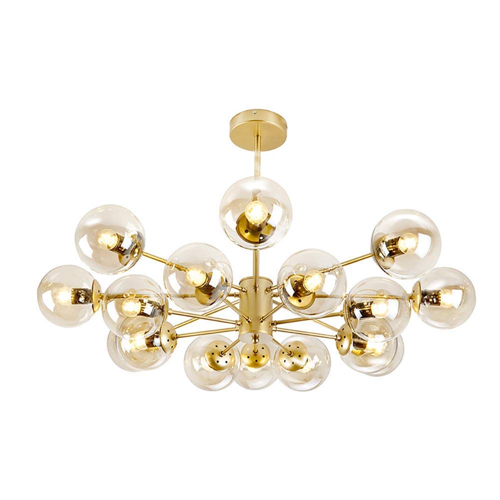 KXEcoLife Modern Sputnik Chandelier 16 Light LED Ceiling Fixture with Globe Glass Shades Stylish Pendant for Dining Room Living Kitchen Finish