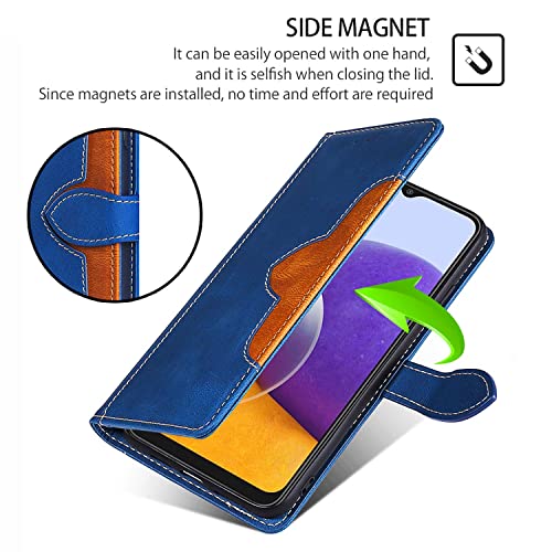 Pu Leather Case For Xiaomi 12T, Retro Shockproof Full Protection Folio Kickstand Book Credit Card Holder Phone Flip Cover For Xiaomi 12T, Blue #TOP2
