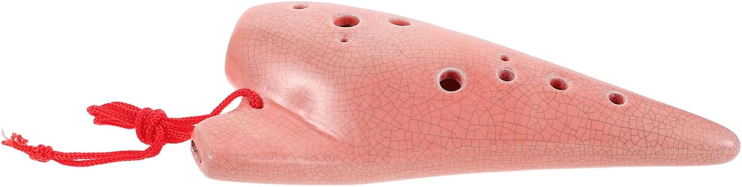 ERINGOGO Ceramic Ocarina Musical Instrument 12-hole Alto C Woodwind Flute and Beginners with Storage Bag, Pink Ceramic Folk Ocarina Flute for Student Music Practice