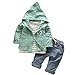 Produktbild Hirolan 3 Stück Outfits Kleinkind Kind Bekleidungssets Baby Mädchen Jungen Streifen T-Shirt + Kapuzenpullover Mantel + Hosen Kleider Kinderkleidung Babyausstattung (Grün, 80)