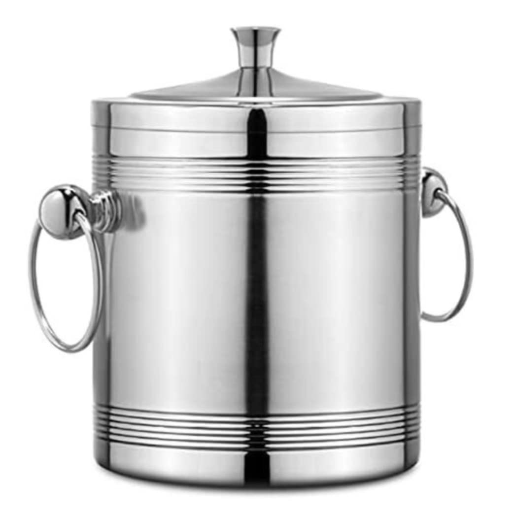 Cubitera de champán de Acero Inoxidable de Doble Capa, con Aislamiento, para Bar y Cerveza (1,5 l)