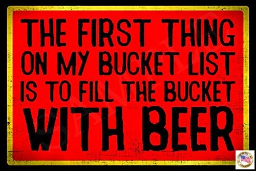 Bucket List MADE IN USA! 8x12 All Weather Metal Man Cave Funny Bar Decor Humor