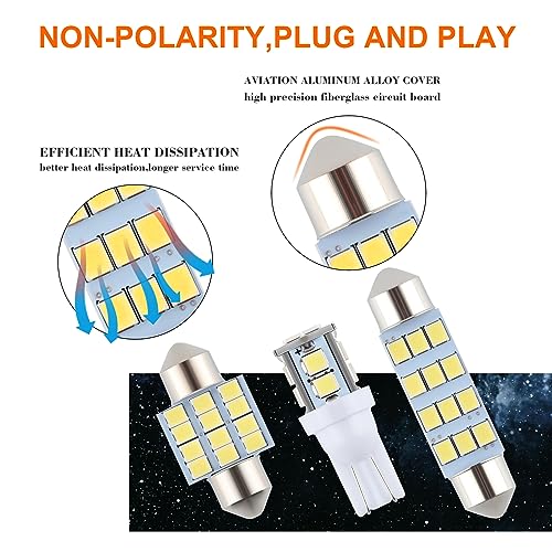 Ifunyled IFUNYLED-INTERIOR LIGHTS 24 Pieces Dome Light Led Car Interior Bulb Kit Set 194 T10 De3175 578 31Mm 42Mm Bulbs Interior Replacement Lights thumb #6