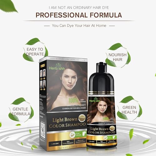 Herbishh Light Brown Shampoo Tinte 3 en 1 para Canas 500 ml miniatura 2