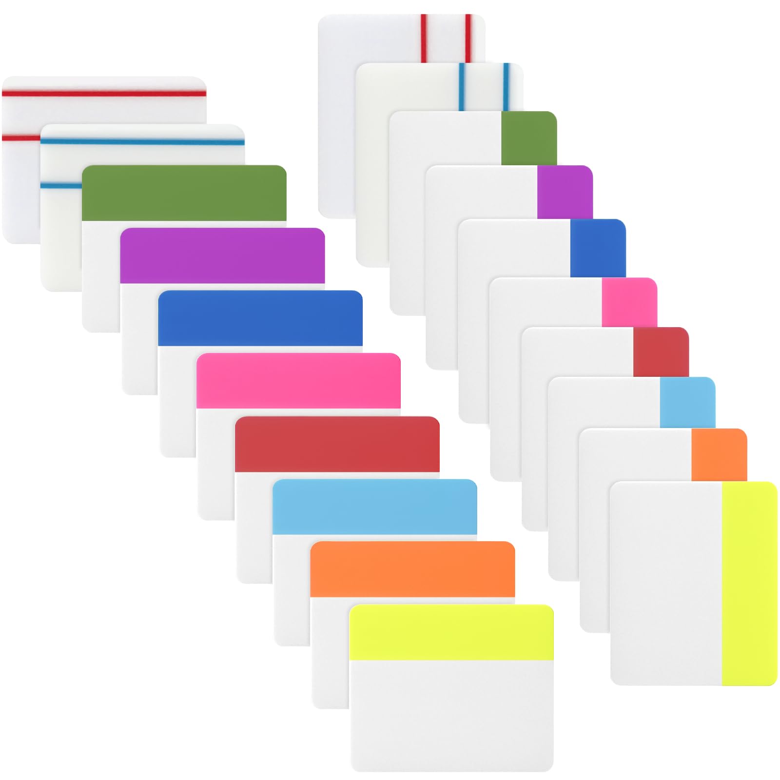Farbige Index-Tabs, 5,1 cm, 400 Stück, wiederverwendbar, klebrige Seitenmarker, beschreibbare und repositionierbare Flaggen für Bücher, Notizbücher, Ordner und Ordner, 20 Sets in 20 leuchtenden Farben