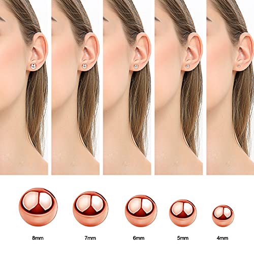 UHIBROS Hypoallergenic Studs Earrings 316L Surgical Stainless Steel Earrings Round Ball Earring 5 Pairs Assorted Sizes(4mm-8mm) - Thumbnail 2