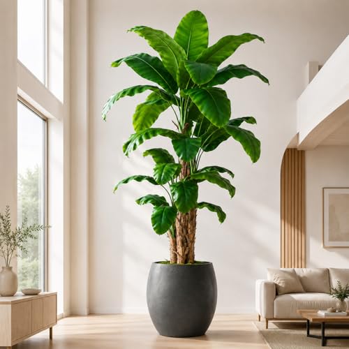 Image of 10ft Extra Tall Artificial Banana Tree, Fake Banana Leaf Plant with 27 Faux Banana Leaves, Perfect for Home Indoor Outdoor Patio Office Tropical Decor