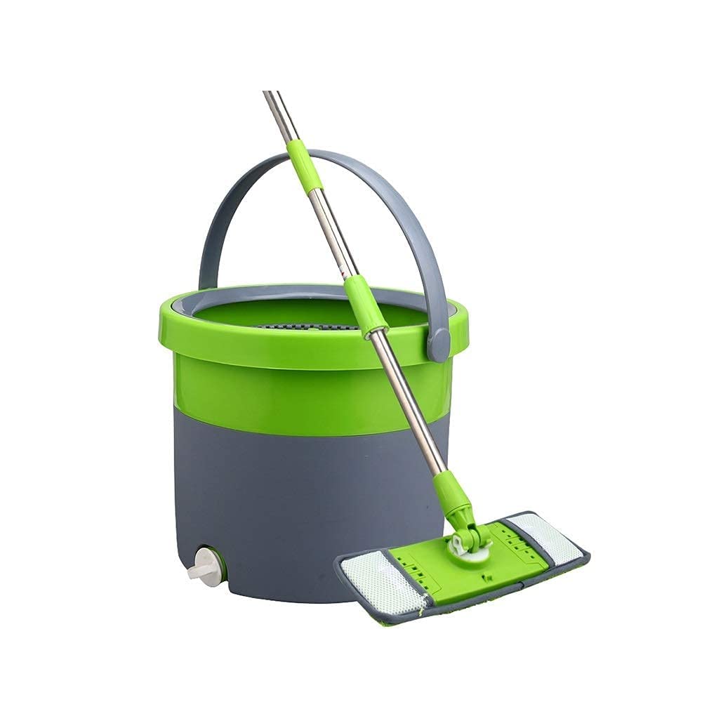 Kit Cubo fregona Giratorio Acero Inoxidable 360 ​​Sistema Limpieza Pisos 4 recambios Cabezal Repuesto Microfibra el Sistema Limpieza Pisos Cubo Limpieza del hogar