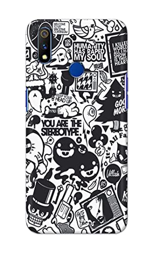 Image of Printed Hard Back Cover Case for Realme 3 Pro Back Cover (Mixed Cartoon) -1302