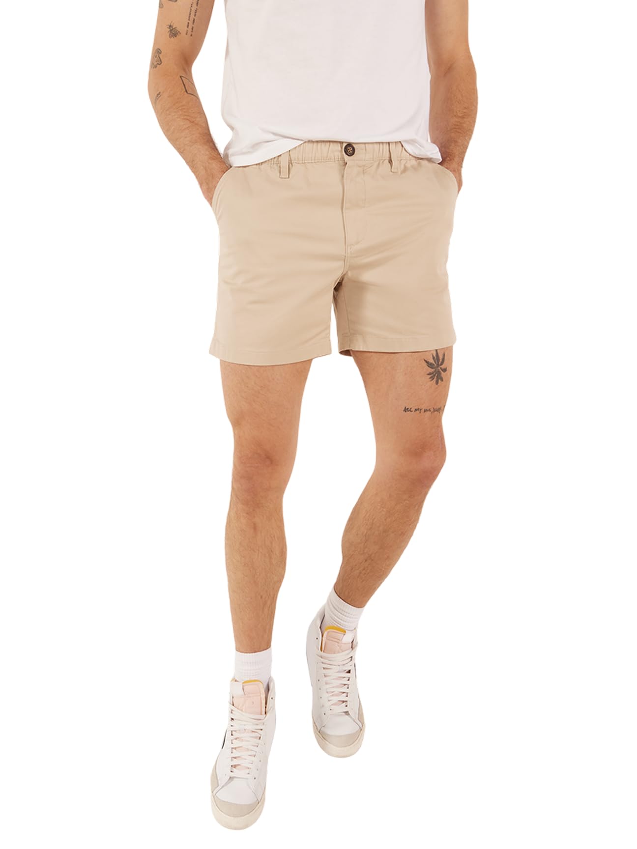Chubbies Chino Shorts Men 5.5 Inch - Mens Shorts Casual with Elastic Waistband, Side and Back Pockets, Stretch Cotton Blend