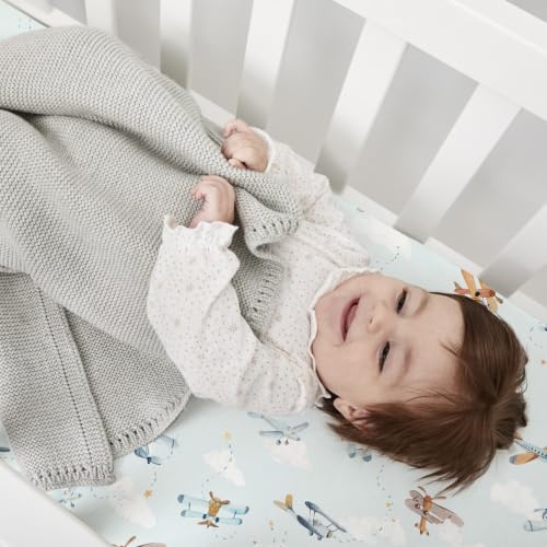 Image of Plushii 4PK Crib Sheets for Boys,Soft Microfiber Mattress Cover,Planes | Fits standard crib & toddler beds (52x28 inch). Soft, breathable cover with plane patterns for boys and girls.