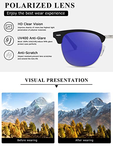 Image of AEVOGUE Polarized Semi Rimless Sunglasses for Men Women, Retro UV400 Sun Glasses for Driving Outdoor