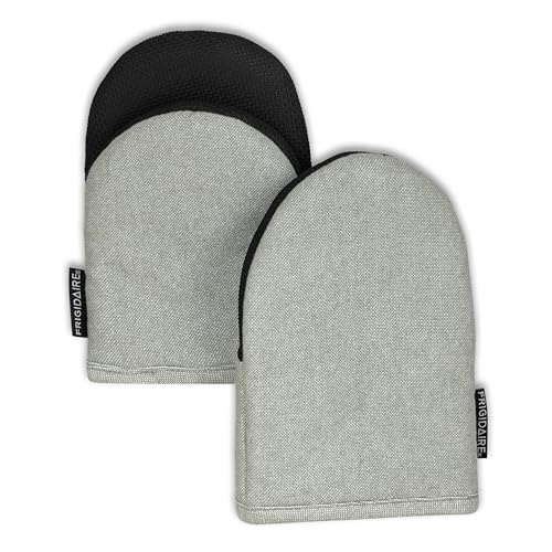Frigidaire Sasha 2-Pack Cotton and Neoprene Mini Oven Mitts, Heat Resistant, Anti-Slip, Machine Washable, 5.25" x 8", Grey, Set of 2