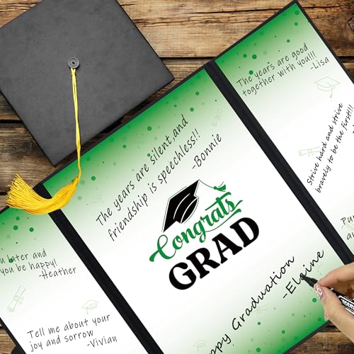 Image of Vlipoeasn Green 2026 Graduation Party Decorations 2026 College /High School Graduation Decorations Party Supplies, Black and Green Class of 2026 Congrats Grad Backdrop Banner Signature Book